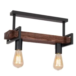 Industrie Deckenlampe Metall Holz L:45 cm E27 wohnlich