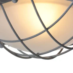 Industrie Deckenlampe Metall Glas Grau Weiß Ø29 cm E27