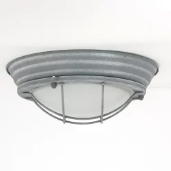 Industrie Deckenlampe Metall Glas Grau Weiß Ø29 cm E27
