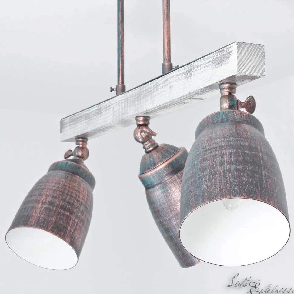 Industrie Deckenleuchte Holz Metall schwenkbar ALEJO