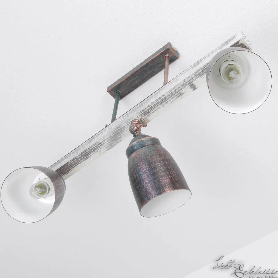 Industrie Deckenleuchte Holz Metall schwenkbar ALEJO