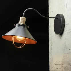 Industrie Wandlampe Schwarz Kupfer E27 T:40cm LOFT