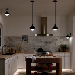 Innenleuchte 3-in-1 Wand Decke Hänge Schwarz Metall Glas