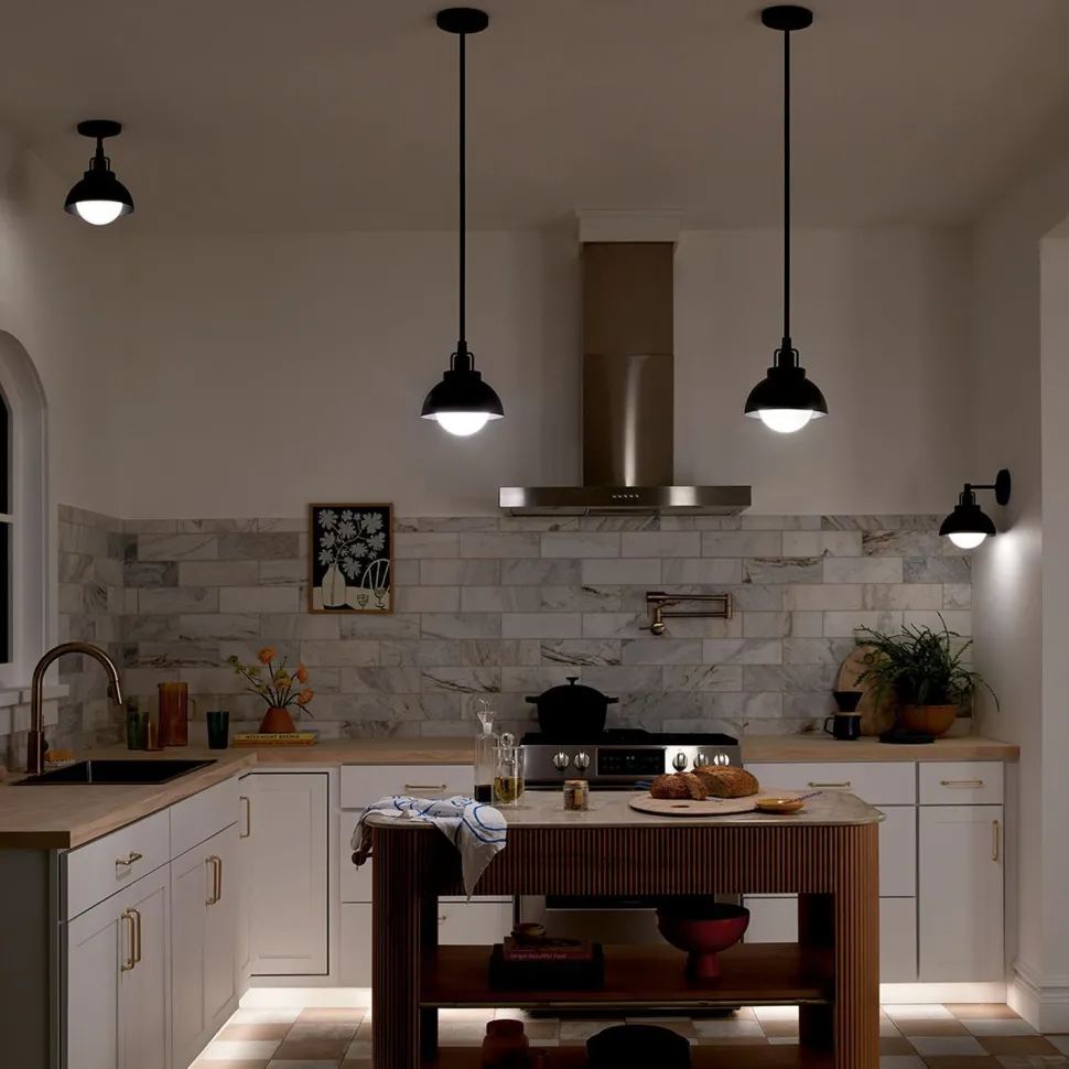 Innenleuchte 3-in-1 Wand Decke Hänge Schwarz Metall Glas