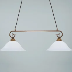 Jugendstil Hängeleuchte 2flm Messing D34