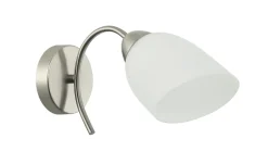 Jugendstil Wandlampe Glas Metall in Nickel Weiß E27