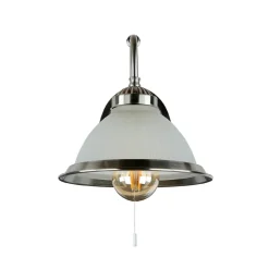 Jugendstil Wandleuchte E27 mit Glasschirm Silbern