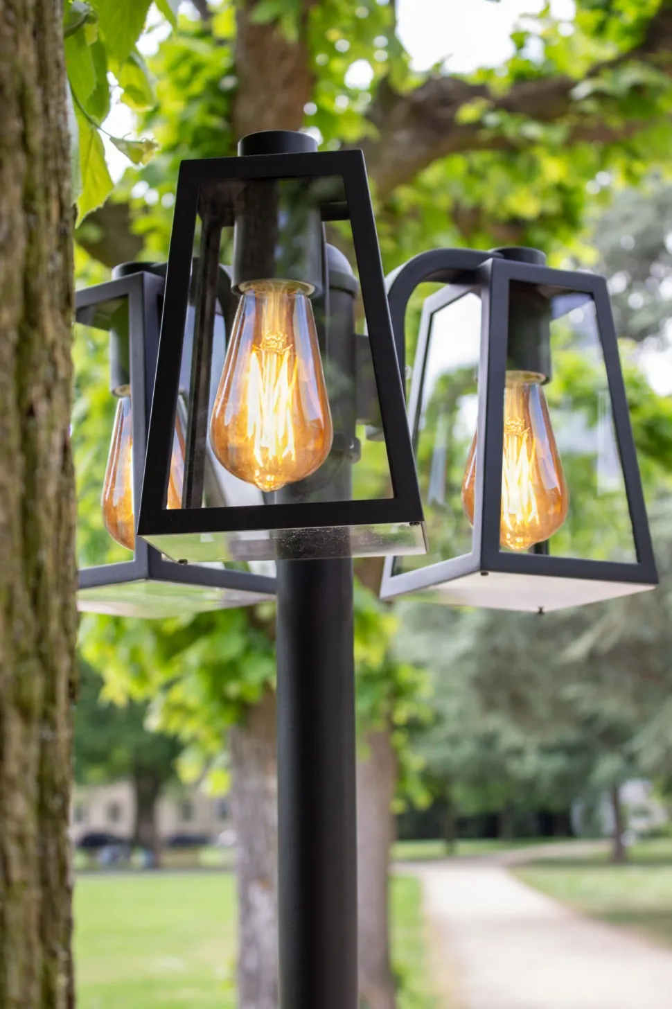 Kandelaber Aluminium Glas E27 IP44 186,8 cm Schwarz