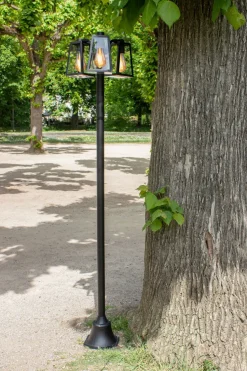 Kandelaber Aluminium Glas E27 IP44 186,8 cm Schwarz