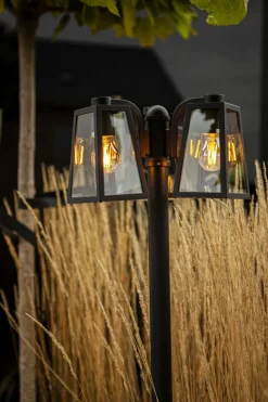 Kandelaber Aluminium Glas E27 IP44 186,8 cm Schwarz