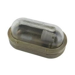 Kellerlampe Echt-Messing Glas E27 IP64 23 cm breit