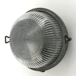 Kellerlampe Echt-Messing Glas E27 IP64 Ø 17,5 cm rund