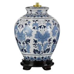 Keramikfuß für Tischleuchte Blau Weiß 28,5 cm klein E27