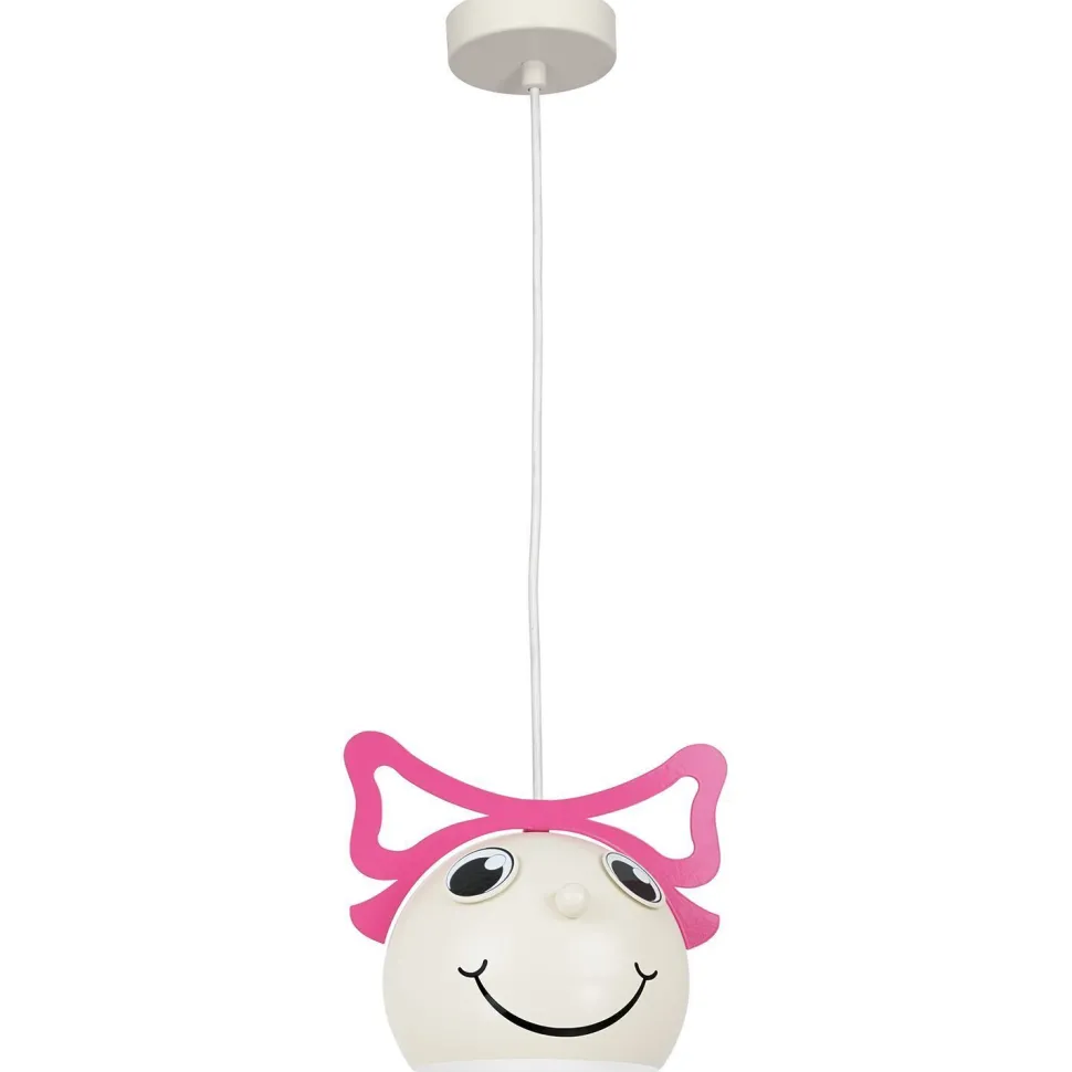 Kinderlampe Weiß Rosa Ø 16,5 cm Glas Metall E27 Decke