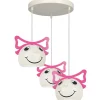 Kinderzimmerlampe Rosa Weiß Ø 41 cm Glas Metall 3x E27