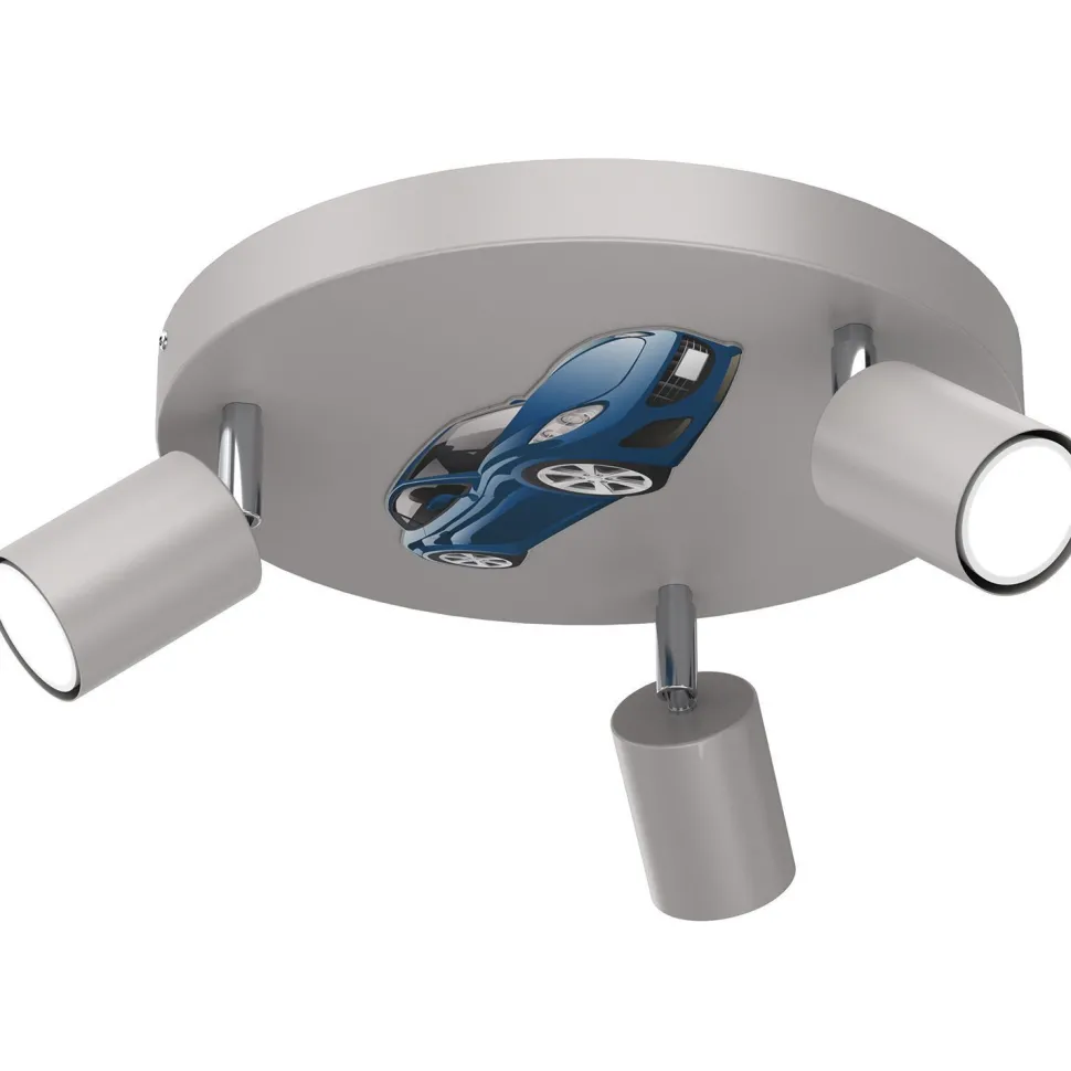 Kinderzimmerleuchte Decke Grau 3x GU10 Ø 30 cm Metall