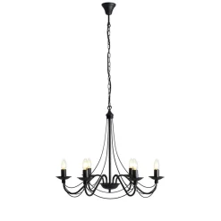 Klassischer Kronleuchter Schwarz Metall 6-flammig Kerzen