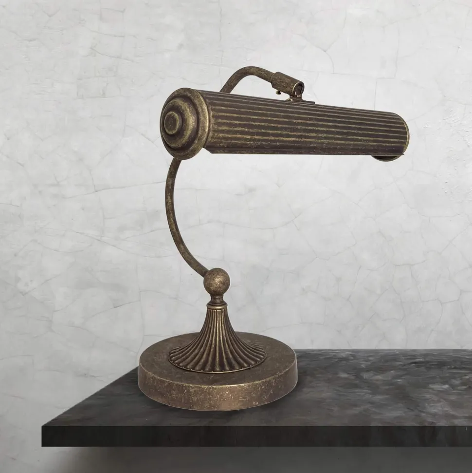 Klavierleuchte Messing H: 31,5 cm schwenkbar in Bronze antik