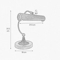 Klavierleuchte Messing H: 31,5 cm schwenkbar in Bronze antik