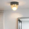 Kleine Deckenlampe Bad Ø18cm rund Grau IP44 E27