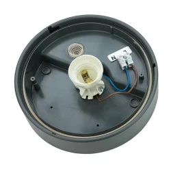 Kleine Deckenlampe Bad Ø18cm rund Grau IP44 E27