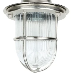 Kleine Deckenleuchte außen E27 Messing Riffelglas Maritim