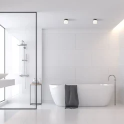 Kleine Deckenleuchte Weiß Schwarz Glasschirm IP44