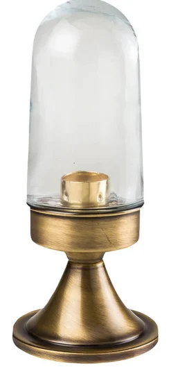 Kleine Sockelleuchte außen Messing Glas rostfrei