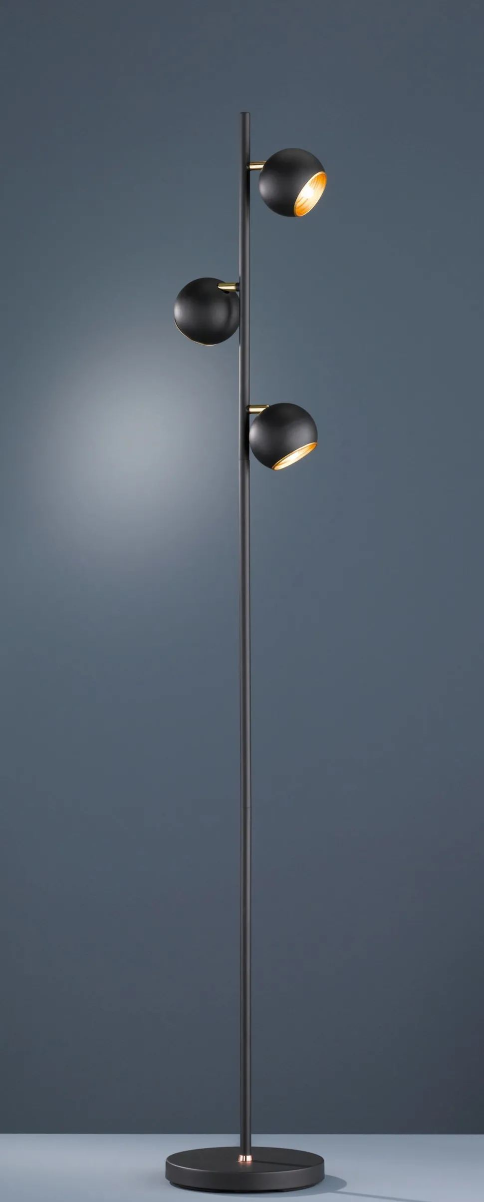 Kleine Stehlampe Metall G9 155 cm hoch in Schwarz Gold