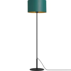 Kleine Stehlampe Metall Stoff 150 cm E27 in Petrol Gold