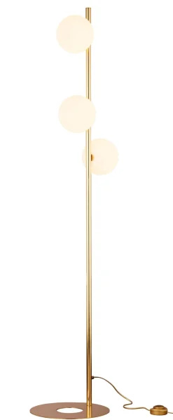 Kleine Stehleuchte Messing Glas 151 cm hoch G9 blendarm