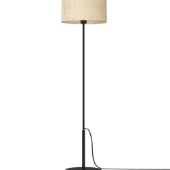 Kleine Stehleuchte Schwarz Natur 150 cm Rattan Metall