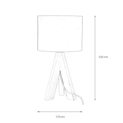 Kleine Tischlampe Holz Stoff H:31cm Ø17cm modern