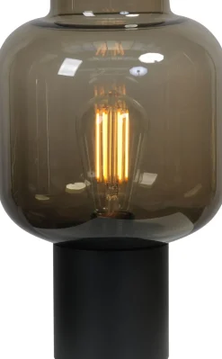 Kleine Tischlampe Rauchglas Metall 31 cm hoch Ø 20 cm E27