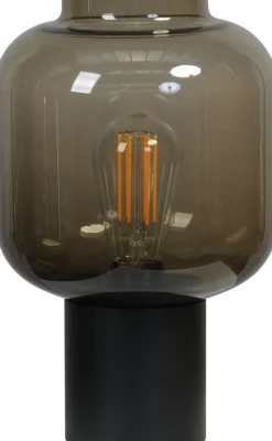 Kleine Tischlampe Rauchglas Metall 31 cm hoch Ø 20 cm E27