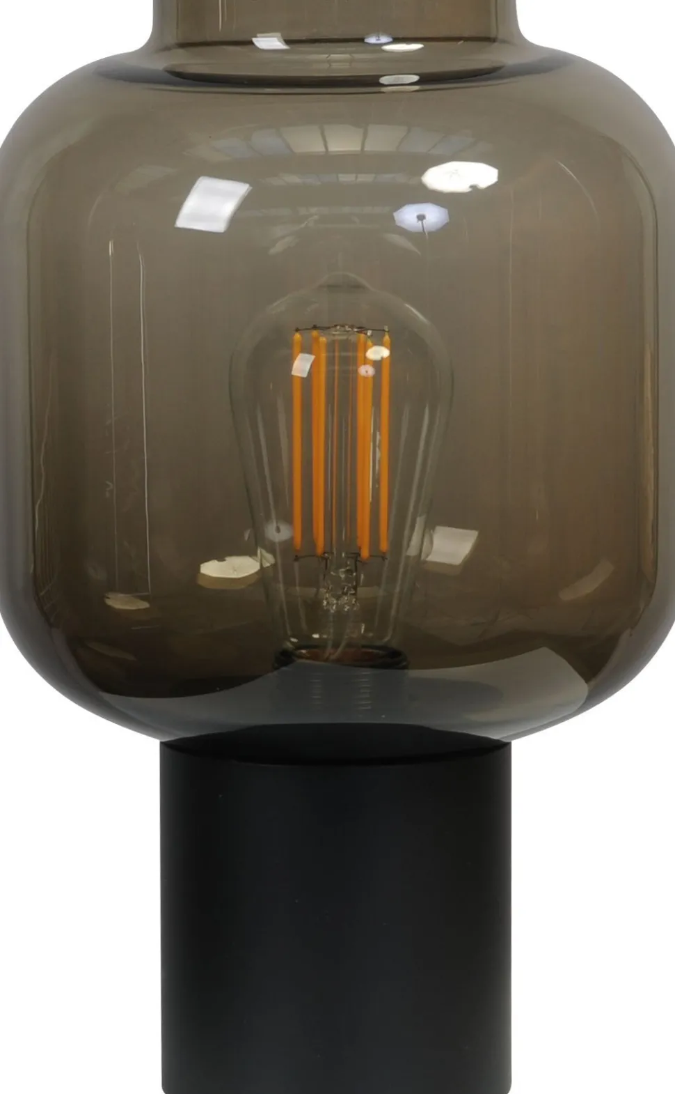 Kleine Tischlampe Rauchglas Metall 31 cm hoch Ø 20 cm E27