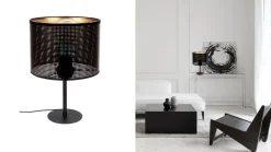 Kleine Tischleuchte Metall Schwarz Gold E27 30 cm Loft