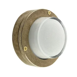 Kleine Wandlampe rund Ø 14 cm Messing Glas Outdoor Keller