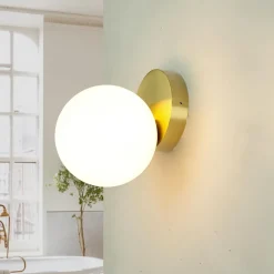 Kleine Wandleuchte rund Kugel Schirm Glas IP44