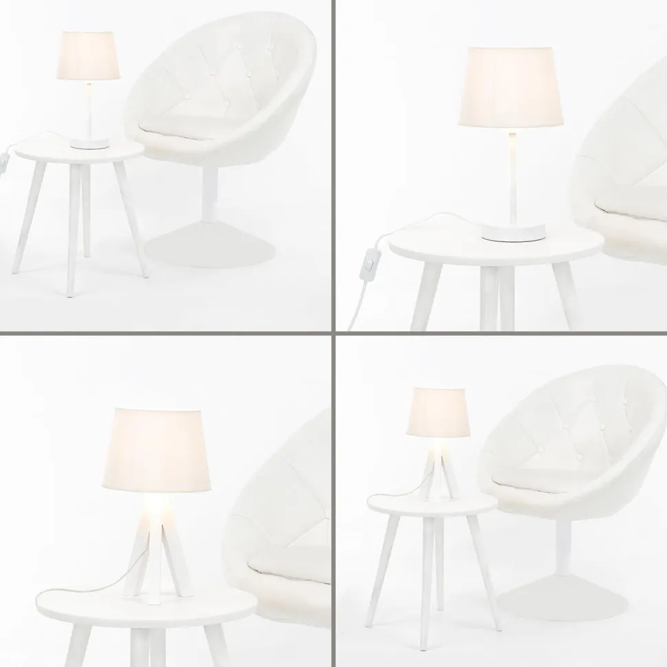 Kleiner Lampenschirm Tischleuchte Stoff Weiß E14