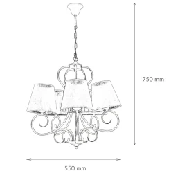 Kronleuchter ABUELA Stoff 5-flmg Landhaus Esstisch
