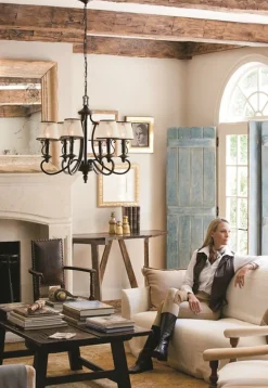 Kronleuchter ANABELL 9 Creme Ø71cm kürzbar Lampe