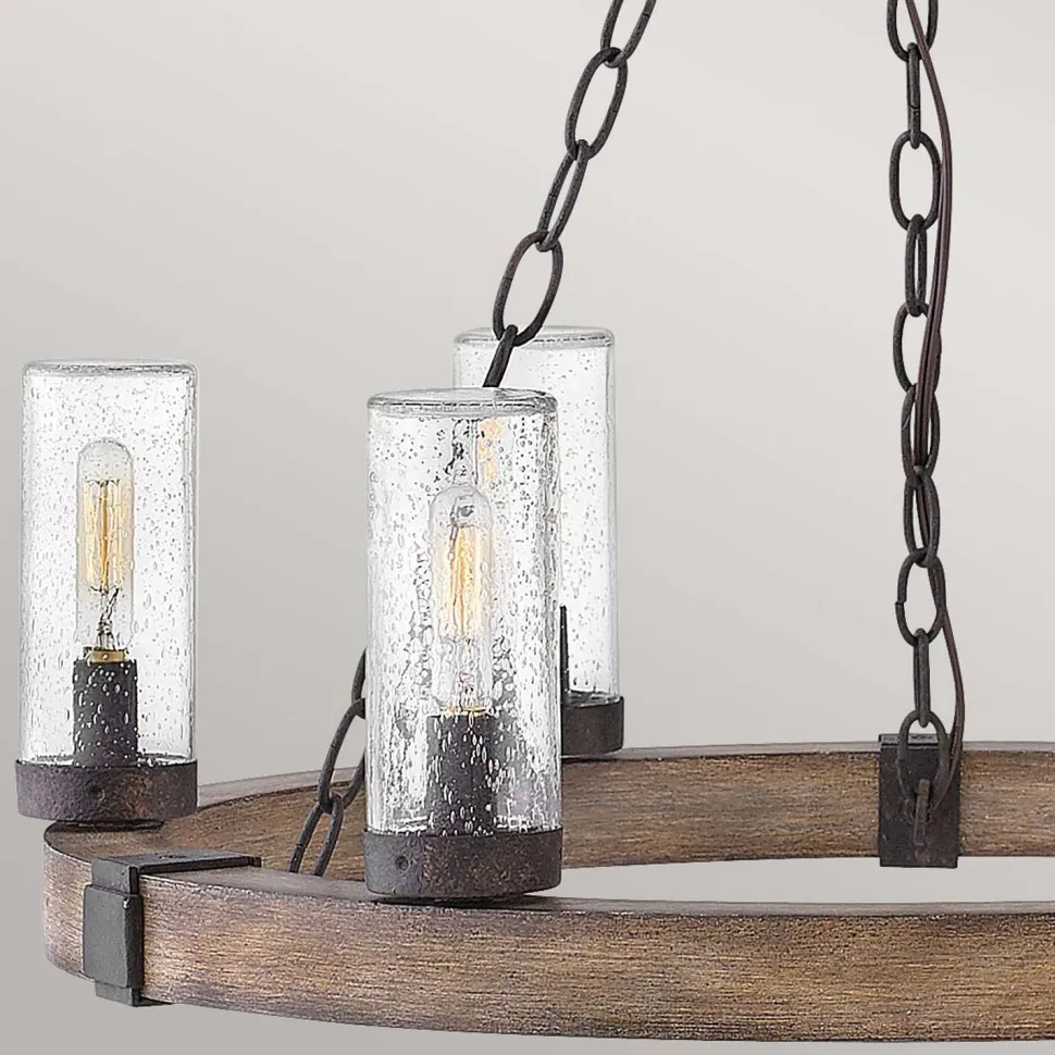 Kronleuchter außen Ø 61 cm IP44 E14 Metall Glas Ring