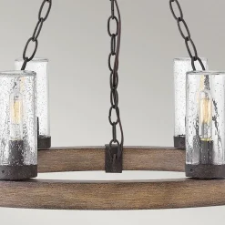 Kronleuchter außen Ø 61 cm IP44 E14 Metall Glas Ring