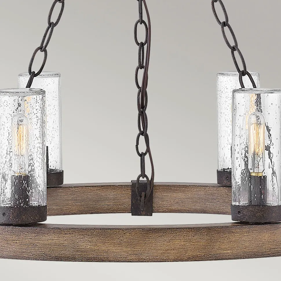 Kronleuchter außen Ø 61 cm IP44 E14 Metall Glas Ring