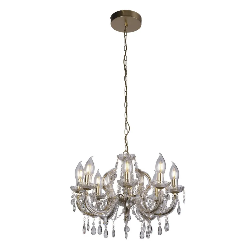 Kronleuchter Außen Metall Glas IP65 8-flammig L:60 cm