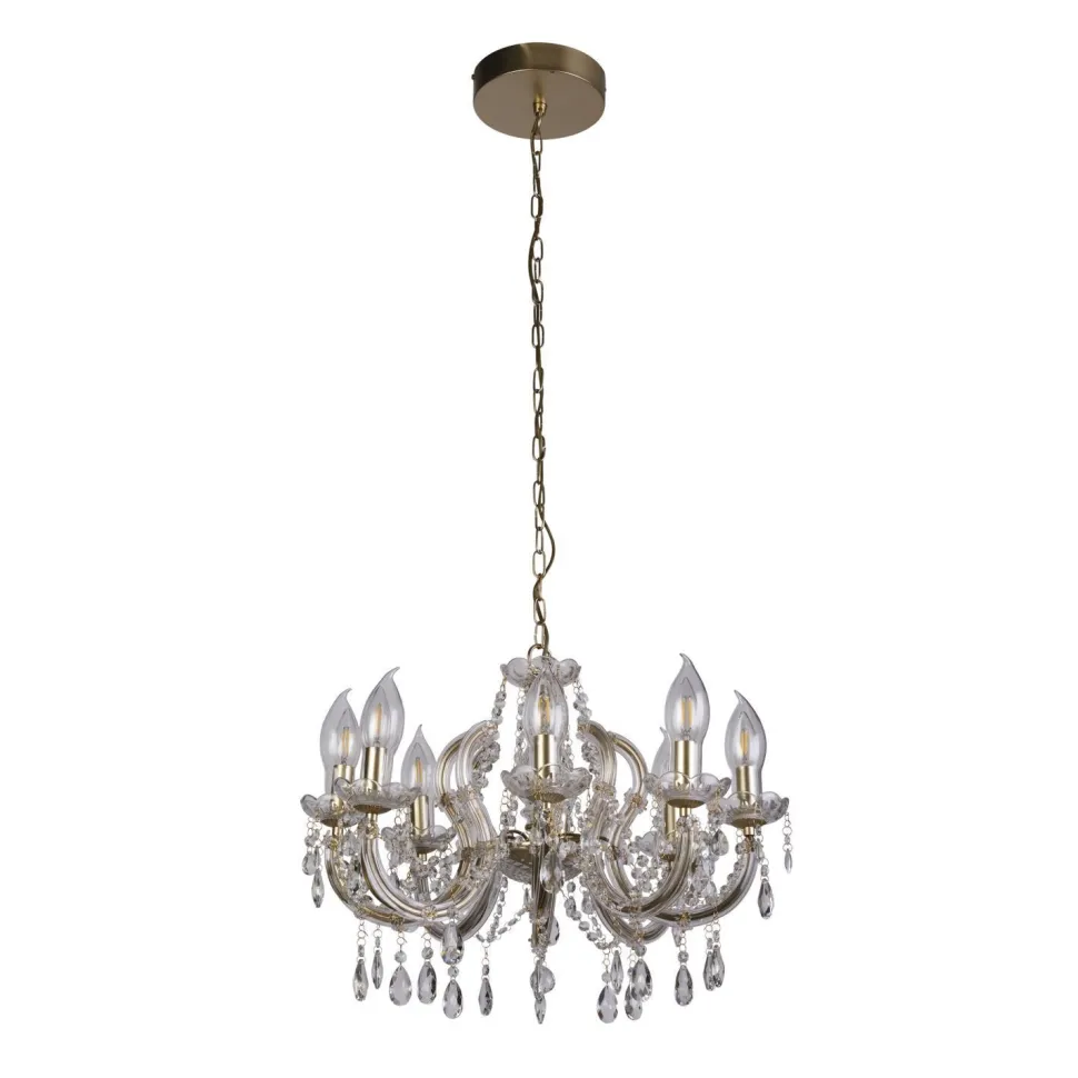 Kronleuchter Außen Metall Glas IP65 8-flammig L:60 cm