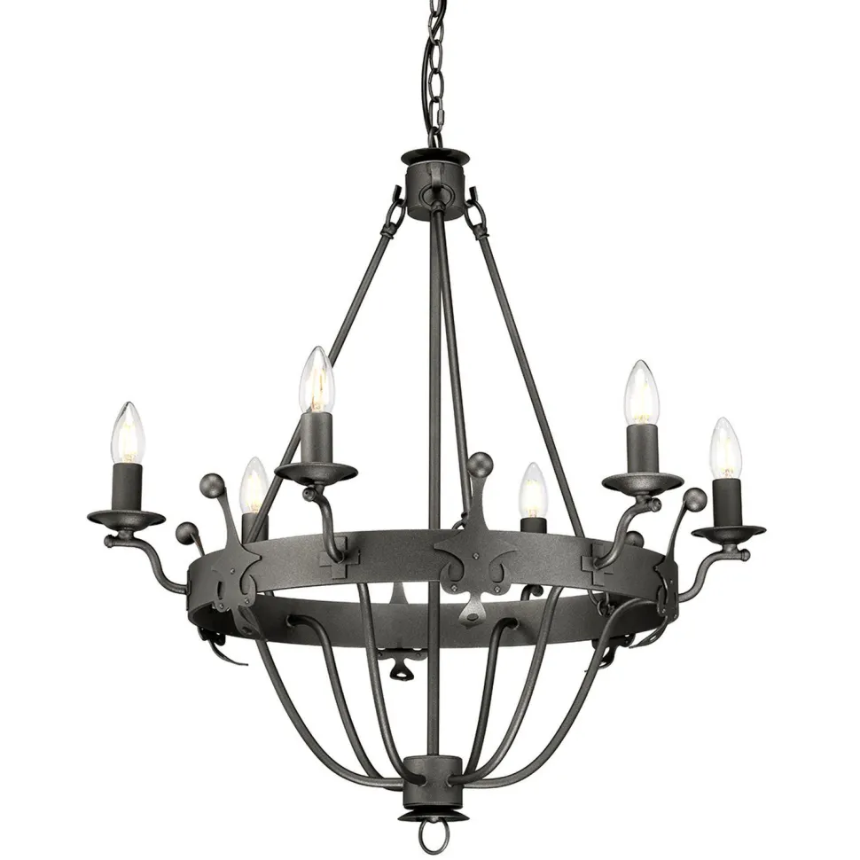 Kronleuchter CAMELOT 10 Graphit Ø71cm kürzbar