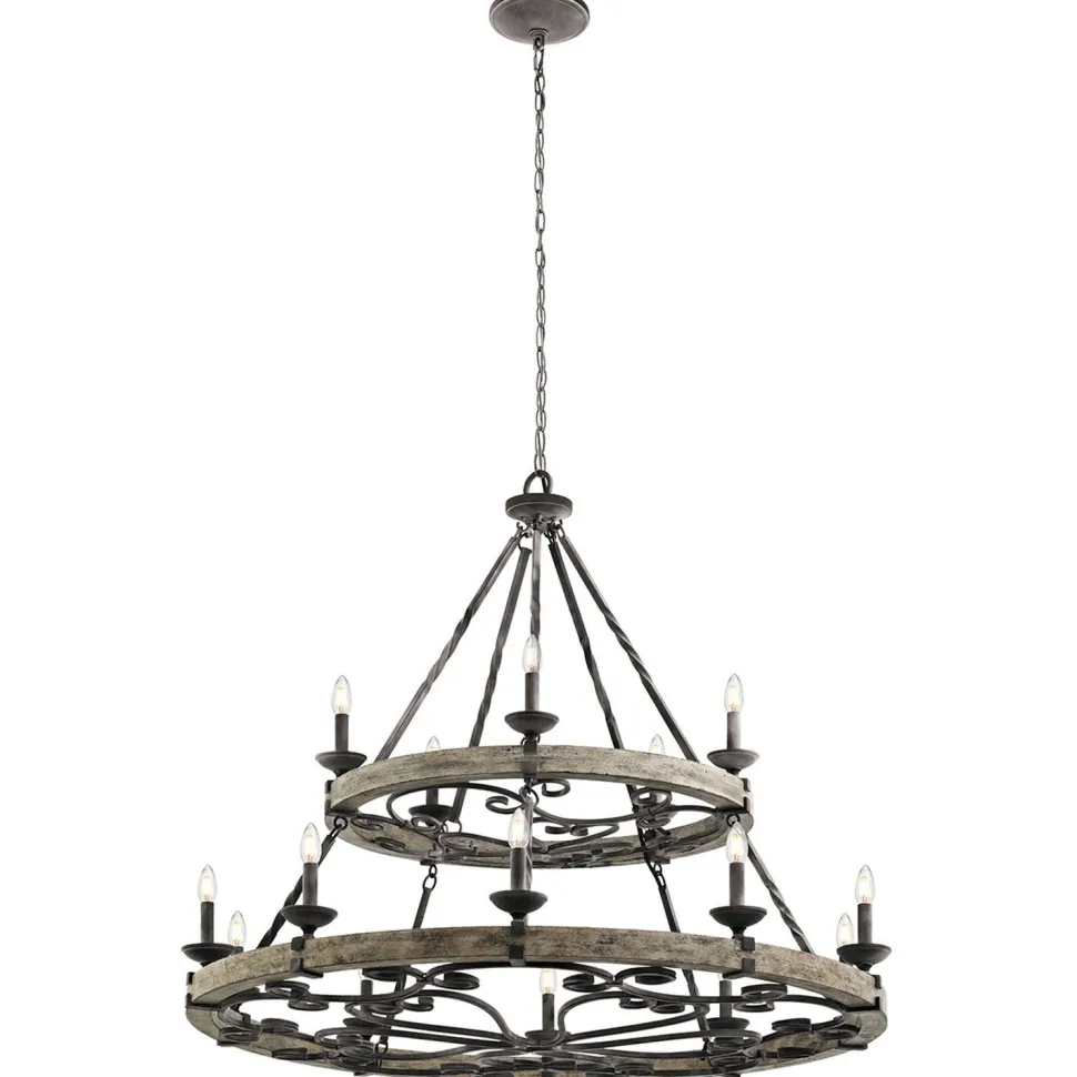 Kronleuchter CAMELOT 8 in Zink Holz 15-flmg Ø110cm