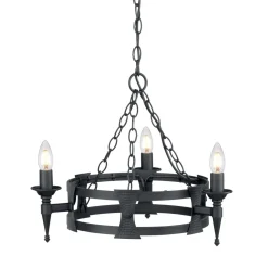 Kronleuchter CAMELOT 7 Schwarz kürzbar Lampe Ø52cm